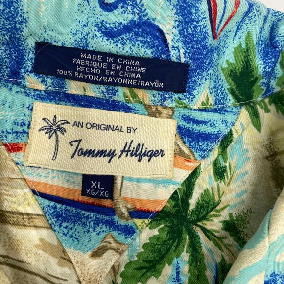 Vintage Tommy Hillfiger XL Hawaiian Short Sleeve Button Down Shirt - Picture 2 of 4